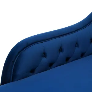 Right Hand Chaise Lounge Velvet Navy Blue NIMES