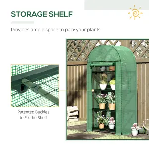 Outsunny 80 x 49 x 160cm Mini Greenhouse Portable Green House with Shelf Green