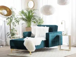 Velvet Chaise Lounge Teal ABERDEEN