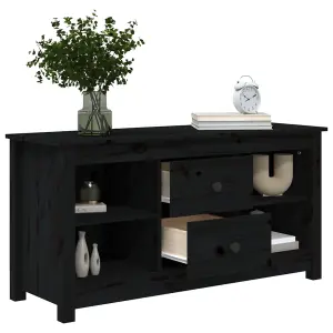 Berkfield TV Cabinet Black 103x36.5x52 cm Solid Wood Pine