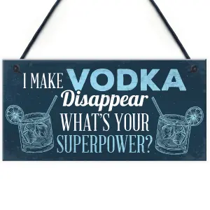 Red Ocean Novelty Funny Make Vodka Disappear Gift Man Cave Home Bar Hanging Wall Plaque Pub Sign Gift