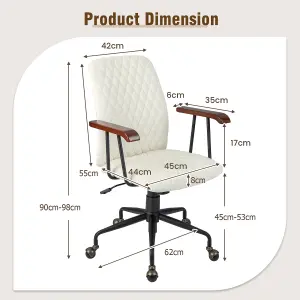 Costway Velvet Leisure Chair Adjustable Swivel Home Office Chair Rolling Computer Chair Beige