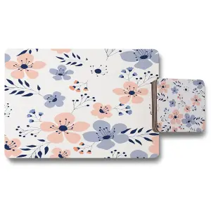 Pink & Blue Flowers (Placemat & Coaster Set) / Default Title