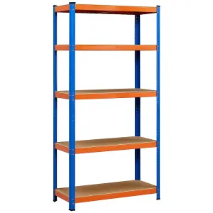 Yaheetech Orange Blue Metal 5 Tier Storage Rack with Adjustable Shelves