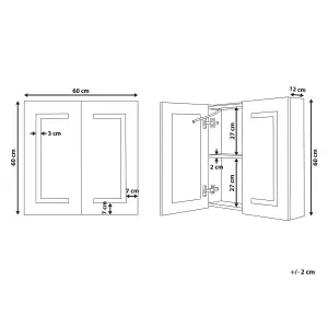 Bathroom Wall Mounted Mirror Cabinet with LED 60 x 60 cm Black MAZARREDO