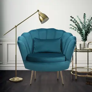 Velvet Teal Daisy Accent Chair