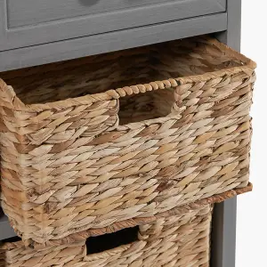 Grey Wood 2 Drawer 4 Basket Unit