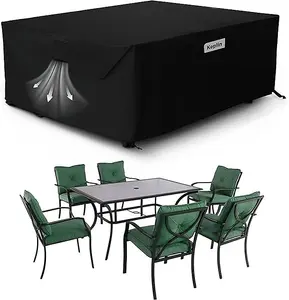 KEPLIN Waterproof Outdoor Furniture Cover - UV, Tear, Fade Resistant, 600D Oxford Fabric, PVC Coating, Air Vent, Attachment Straps