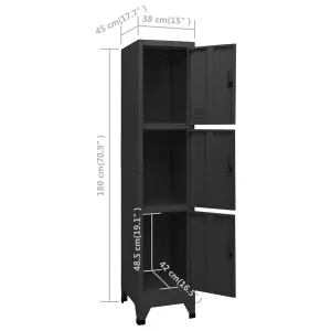 Berkfield Locker Cabinet Black 38x45x180 cm Steel