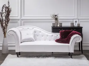 Left Hand Faux Leather Chaise Lounge White LATTES