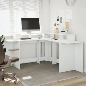 Berkfield Desk with LED Lights White 152x152x91 cm Engineered Wood