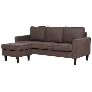 3 Seater Fabric Sofa with Ottoman Brown AVESTA