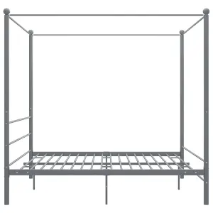 Berkfield Canopy Bed Frame Grey Metal 180x200 cm 6FT Super King