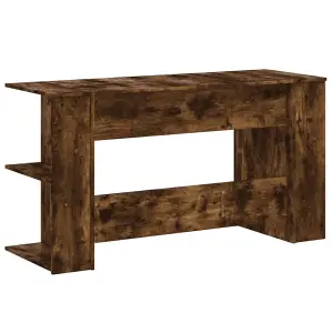 Berkfield Desk Smoked Oak 140x50x75 cm Engineered Wood