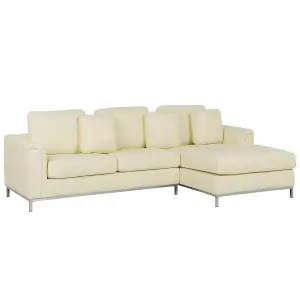 Left-Hand Corner Sofa OSLO Beige Leather Left Hand