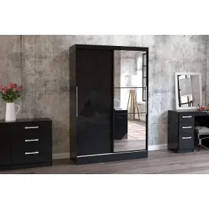 Birlea Lynx 2 Door Sliding Wardrobe With Mirror Black