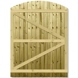 Premier Garden Supplies Pedestrian Gate 180cm (6ft) High x 135cm Wide Feather Edge Arch Top Fully Framed Single Swing Gate