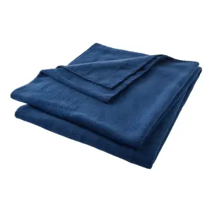 Blue Plain Knitted Throw