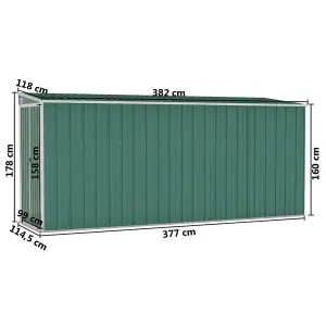 Berkfield Wall-mounted Garden Shed Green 118x382x178 cm Galvanised Steel