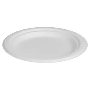 URBNLIVING 17cm Diameter 50 Pcs Paper Disposable White Biodegradable Plates