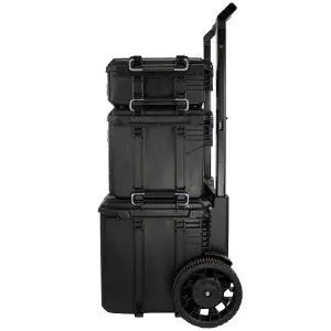 JCB Full Site System 3-Piece Modular Tool Storage System with Cart Tool Organiser Case & Heavy-duty 9 inch Wheel Trolley