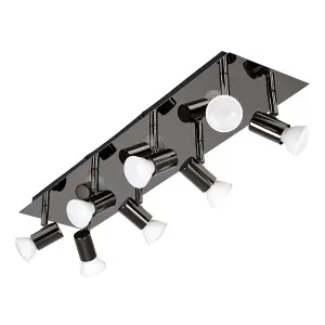 ValueLights Consul Modern Rectangular Black Chrome Plate 8 Way Adjustable GU10 Ceiling Spotlight