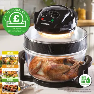 Daewoo 17 Litre Halogen Air Fryer 1400W Glass Bowl Energy Efficient Oven Cooker