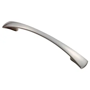 2x Tapered Pull Handle 172 x 16mm 1 28mm Fixing Centres Satin Nickel Curved Bow