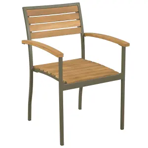 Berkfield Stackable Outdoor Chairs 2 pcs Solid Acacia Wood and Steel