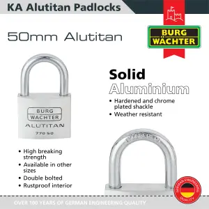 Solid Aluminium Keyed alike 50mm Padlock (5 in a box)