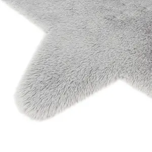 Children's Grey Star Fur effect Small Rug, (L)7cm x (W)70cm