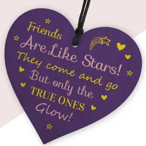 Red Ocean Friendship Plaque Friends Are Like Stars Best Friend Gift Wood Heart Sign Thank You Birthday