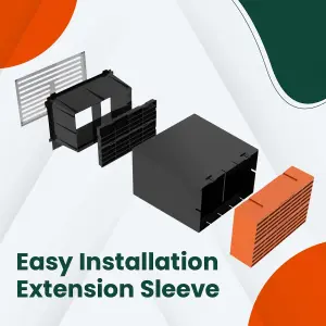 HomeSmart 9"x6" Extension Sleeve for Cavity Wall Ventilators, Adds 200mm Length, Air Ventilation