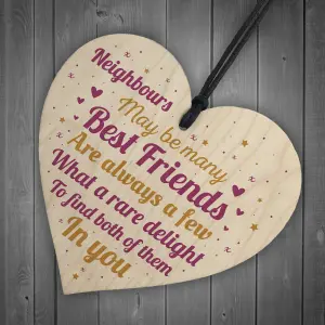 Red Ocean Neighbour Friendship Gift Handmade Wooden Heart Best Friend Plaque Sign Thank You Gifts