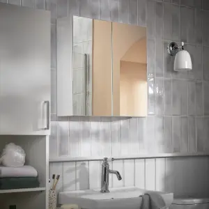 Veleka Gloss White Double Bathroom Cabinet with Mirrored door (H)540mm (W)550mm