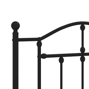 Berkfield Metal Bed Frame with Headboard Black 90x190 cm