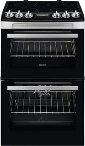 Zanussi ZCV46250XA 55cm Double Oven Electric Cooker With Ceramic Hob - Stainless Steel