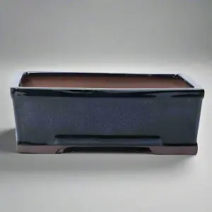 20cm Glazed Bonsai Pot - Rectangle - 20cm x 15cm x 6cm - Black