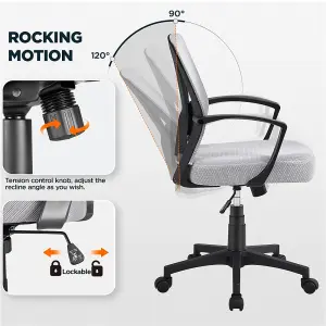 Yaheetech Ergonomic Mid-back Swivel Mesh Office Chair - Light Grey