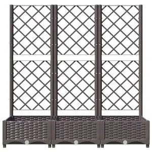 Berkfield Garden Planter with Trellis Brown 120x40x121.5 cm PP