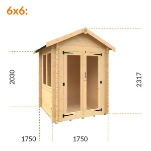 6ft x 6ft (1750mm x 1750mm) Horsforth "The Montpelier" 19mm Log Cabin with 2 Windows