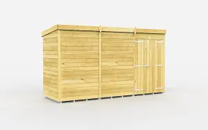 12 x 4 Feet Pent Shed - Double Door Without Windows - Wood - L118 x W358 x H201 cm