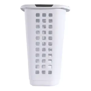 Ezy Storage Encore Matt White Plastic Large Laundry hamper, 63L