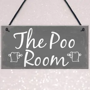 Red Ocean The Poo Room Shabby Chic Bathroom Toilet Loo Plaque Funny Novelty Decor Door Sign