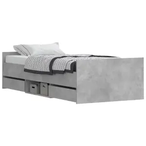 Berkfield Bed Frame with Headboard and Footboard Concrete Grey 100x200 cm