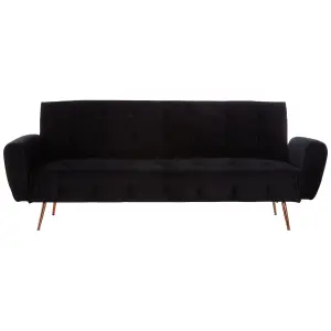 Interiors By Premier Velvet Upholstered Black Velvet Sofa Bed, Elegant Seater Sofa Bed For Bedroom, Contemporary Sofa Bed