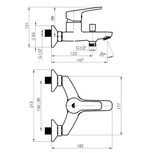 Hommix Rubineta Uno-10/K White Bathroom Mixer & Shower Set