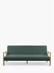 John Lewis ANYDAY Show Wood Bench Large 3 Seater Sofa Bed, Light Leg, Verde Green