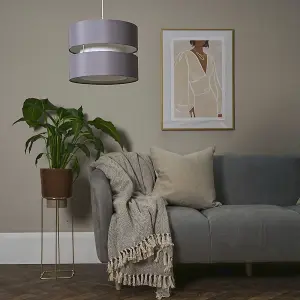 ValueLights Sophia Modern 2 Tier Grey Cylinder Ceiling Pendant Light Shade