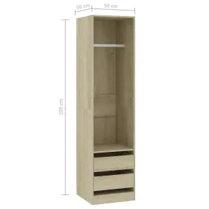 Wardrobe with Drawers Sonoma Oak 50x50x200 cm Engineered Wood